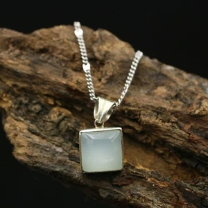 "Ciondolo Naturale Acqua Calcedonio Argento Sterling 925 da Donna 0,9" - Foto 1 di 3