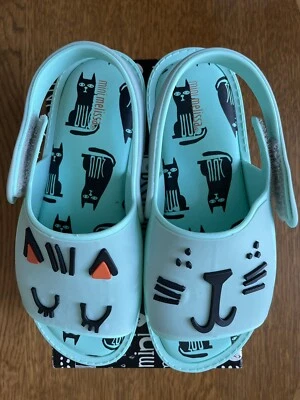 Mini Melissa Girls Cat Face Mia Fabula Sandals - Mint Green Cyan - US Size 12 - Image 1 of 4