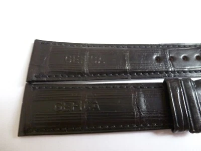 NEW Original Gerald Genta GEFICA Leather Band Strap black  20MM x 18MM Foto 1 de 4