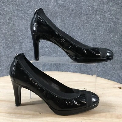 Stuart Weitzman 高跟鞋女式 6 M 高跟鞋细高跟鞋黑色漆皮鞋头 — 第 1/4 张图片