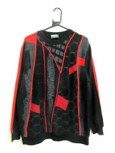 CARLO COLUCCI LIMITED EDITION VINTAGE 90's BLACK RED PATTERNED WOOL JUMPER XL