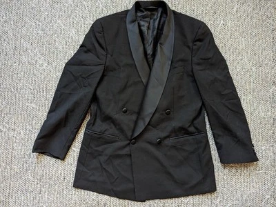 Chaqueta de fumar vintage hecha en EE. UU. BURBERRY esmoquin negro 40R chal doble botonadura Foto 1 de 4