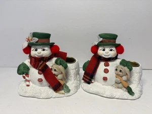 Vintage Dreamsicles Holiday Schneemann mit Hase Klopf Kerzenhalter Weihnachten 1999 - Bild 1 von 11