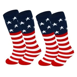 2 Pairs Toddler Soccer Socks Kids 6-9 Years 2 Pack Usa Flag & Usa Flag - Picture 1 of 7