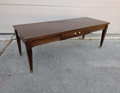 Vintage Mersman Rolling Coffee Table Drawer Mahogany Formica Mid Century Modern - Image 1 of 4