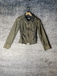 We The Free Jacket Womens Extra Small Blue Denim Fitted Distressed Zip Up XS - Picture 1 of 6