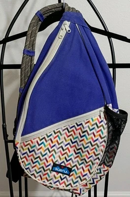 Kavu Paxton Pack веревочный мешок фиолетовый и белый с мульти зигзагообразный дизайн - Изображение 1 из 4