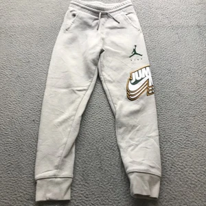 Air Jordan Jumpman Fleece Jogger Sweatpants Boys Small S Logo White Gray - Picture 1 of 10