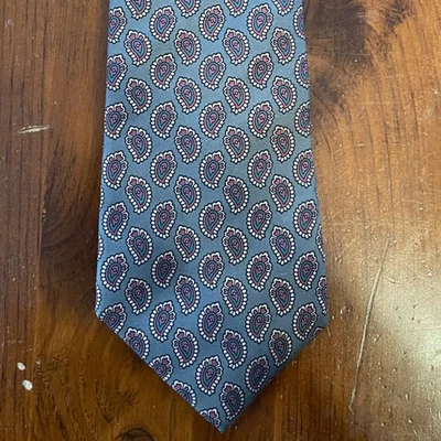 Corbata Hathaway Para Hombre Toda Seda Hecha en EE. UU. Paisley Gris Azul Rosa Formal Foto 1 de 4