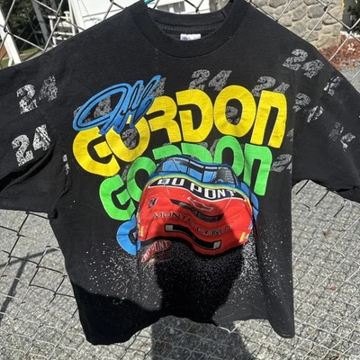 Camisa NASCAR vintage 1995 Jeff Gordon #24 DuPont AOP Going Going Gone GG oferta preta - Imagem 1 de 4