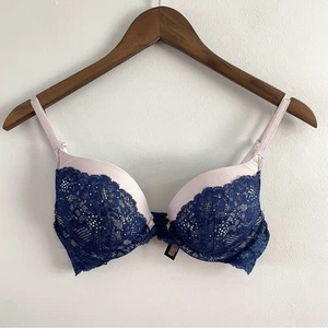 Victoria’s Secret | Sujetador push-up Dream Angels azul marino encaje pedrería para mujer - Imagen 1 de 7