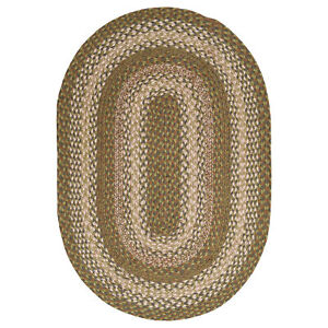 Green Braided Jute Area Rug Farmhouse / Primitive Round Runner Oval Rectangle