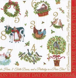 Am 12. Tag Weihnachten Caspari Papier Cocktail Servietten 25 cm 20er Pack 3-lagig - Bild 1 von 1