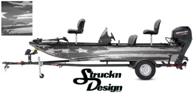 Distressed American Flag USA Graphic Fishing Vinyl Bass Fish Wrap Kit Decal Boat