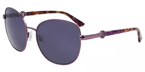 Anne Klein Women's Shiny Plum Oversized Round Sunglasses w/ 3D Logo - AK7088-501 - Picture 1 of 4
