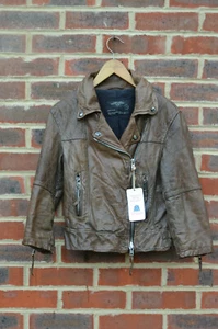 AllSaints Ladies Cropped WORLEY  Leather Biker Jacket UK10 US6 EU38 - Picture 1 of 11
