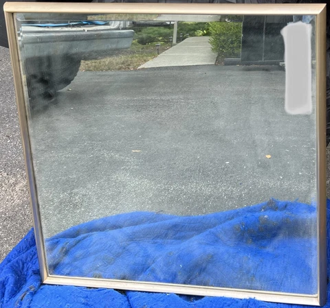Vintage Friedman Brothers Square Brass finished frame mid century mirror Cover