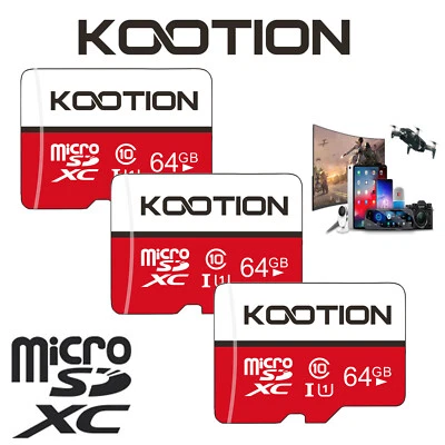 64GB Micro SD Card Micro Memory Card SDXC Class 10 Flash TF Card 3 Pack - Image 1 of 4