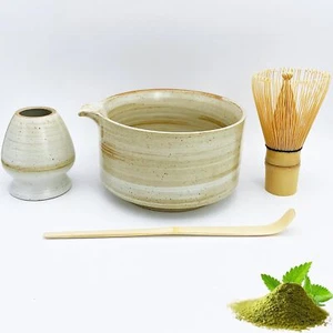 4pcs Matcha Set, 17oz Bowl with Spout, Whisk, Scoop & Holder, Tea Ceremony Kit - Picture 1 of 9