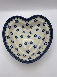 Boleslawiec Polish Pottery Hand-Made Heart Plate Bowl Ceramic Wall Hanging Sign. - Picture 1 of 12