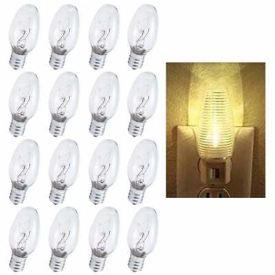 ATB 16 Clear Night Light Replacement Bulbs 4 Watt 120V Candelabra Base Warm Lighting