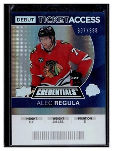 2021 Upper Deck Credentials 2020-21 Debut Ticket Access /999 Alec Regula #120 RC - Picture 1 of 2