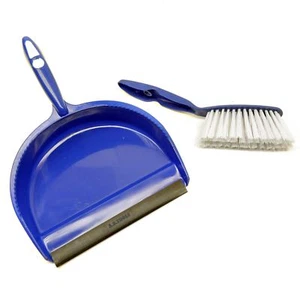 Blue Dust Pan and Brush set Dustpan Dust Sweeper Soft Nylon Bristles Sil173 - Picture 1 of 1