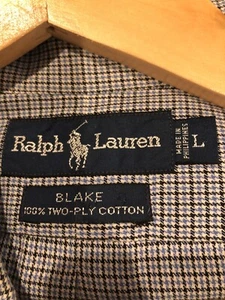 Ralph Lauren Blake Blue Button Up Men Shirt Size Large Check - Picture 1 of 4