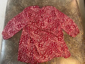 West Kei Damen burgunderrot Paisleymuster vorne zum Binden 3/4-Ärmel Größe Large - Bild 1 von 5