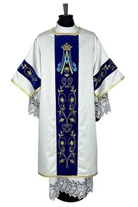 Marian Dalmatic in roman style with velvet embroidery belts. Brocade,Open sides. - Picture 1 of 6