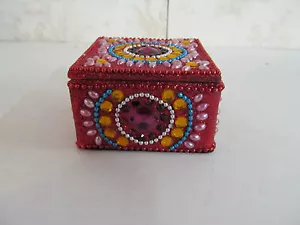 3" Quadratische Schmuckschatulle Hergestellt in Indien Hell Mehrfarbig - Bild 1 von 2