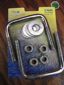 1/2" Square Trailer U Bolts Zinc Plated 1/2"-13 x 3-1/8" x 3" w Washers & Nuts - Picture 1 of 1