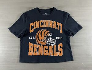 Cincinnati Bengals Shirt Womens Extra Small Black Orange Cropped Football Ladies