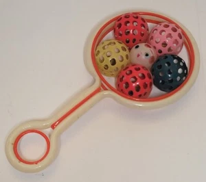 Vintage Colorful Celluloid Baby Rattle 1940s Balls Lightweight  - Picture 1 of 4