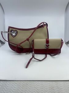 BRIGHTON Leather Croc Purse & Crossbody Wallet Red Heart Valentines Day New