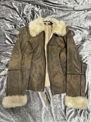 Chaqueta de piel sintética para mujer talla mediana marrón Foto 1 de 4