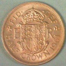 1961 GREAT BRITAIN 1/2 CROWN - AU/UNC CONDITION - FREE U.S. / $12.50 WORLD SHIP