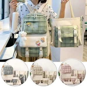 5pcs/set Backpack Large Capacity Pencil Case Funny Schoolbag Student - Picture 1 of 16
