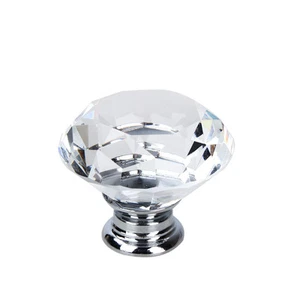 8pcs 40MM Clear Glass Door Knobs Furniture Drawer Cabinet Kitchen Handles - Picture 1 of 6