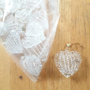 Gesponnenes Glas Herz Weihnachtsschmuck mundgeblasen Klarglas 15 Teile Wohndeko Vintage - Bild 1 von 4
