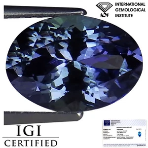 Blocco D Naturale 2,36 Ct Certificato IGI A+ Tanzanite Colore Verde Viola Taglio Ovale - Foto 1 di 5