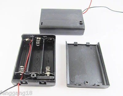 1pcs 3x AA 2A 4.5V Cell Battery Holder Box Case With Switch 6'' Lead Wire Black - Image 1 of 2
