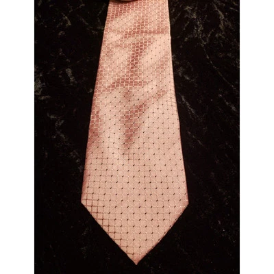 Geoffrey Beene Embroidered Neck Tie Mens Pink Textured Career Wear Suit Office - Imagem 1 de 4