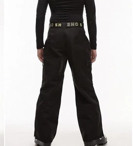 Topman SNO Adjustable Waist Belted Softshell Waterproof Black Snow Pants Size XL - Picture 1 of 9