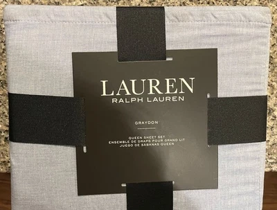 Ralph Lauren Graydon светло-синий королева простыни комплект - совершенно новый с ярлыками $170 розничной - Изображение 1 из 4