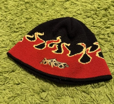 Vintage RARE 90s Y2K JNCO Logo Flame Beanie Hat - Image 1 of 4
