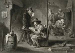 FRENCH (*1815) nach TENIERS (*1610), Interieur e. belebten Bauernstube, Sst. - Bild 1 von 4