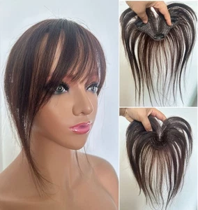 2,75 Zoll x 5 Zoll spurlose Spitze 100 % echtes Echthaar Topper durchsichtige Fransen/Knall 10 Zoll - Bild 1 von 9