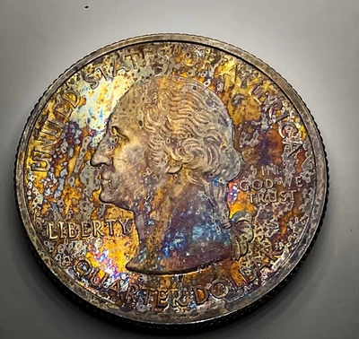 🛢️💎 GEMA BRILHANTE E MANCHADA + 2004 “S” Prata Michigan State Quarter High Grade - Imagem 1 de 2