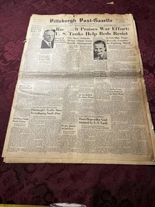 Giornale Vintage Pittsburgh Post-Gazette 10-2-1942 - Rosevelt loda la guerra... - Foto 1 di 17